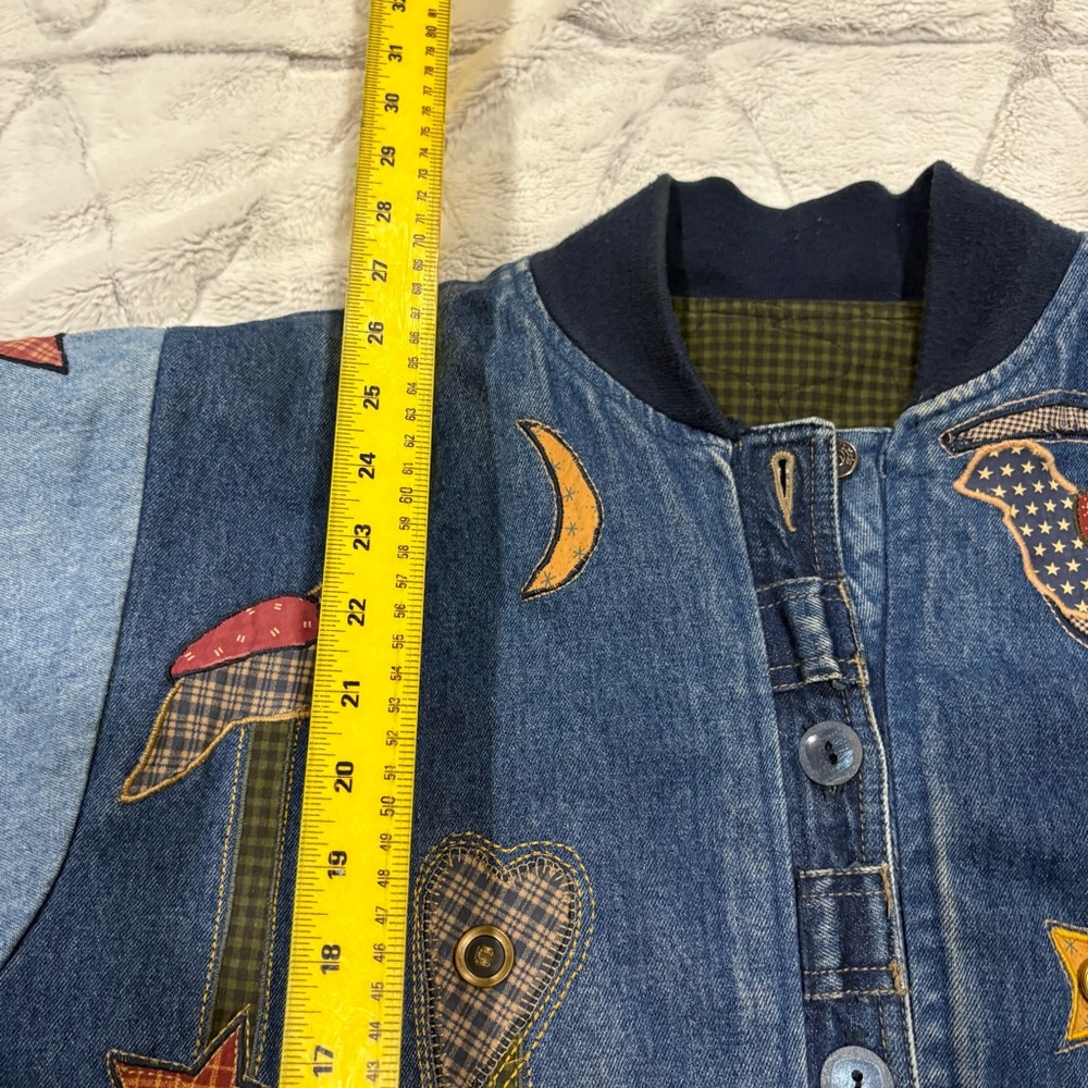 Vintage Handmade Patch Work Denim Jacket Quilter … - image 6